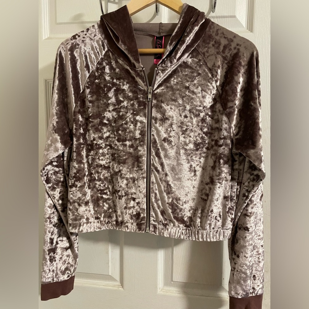 velour crop hoodie